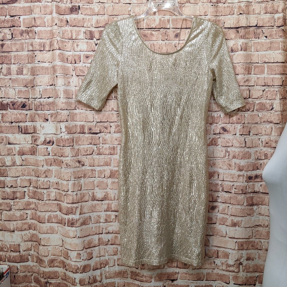 I.N. San Francisco Dress Gold/Silver Shimmer  Size Small